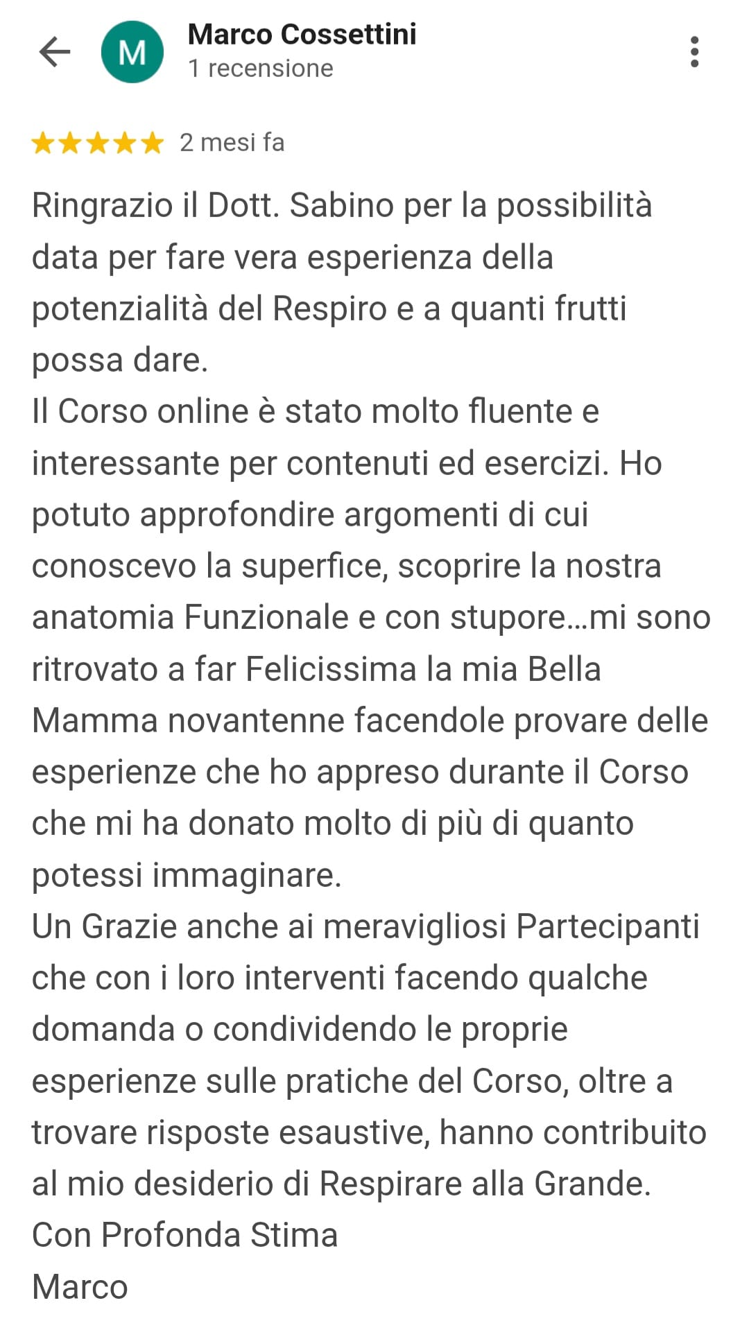 RECENSIONE MARCO