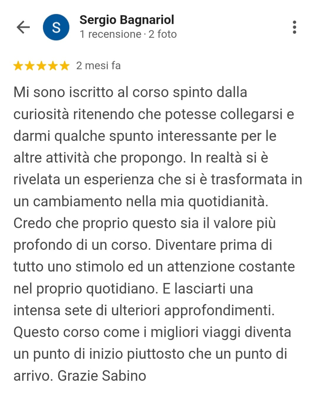 RECENSIONE SERGIO